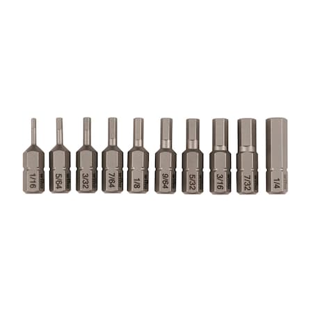 Wiha 10 Piece Bit Set Hex Inch 72596